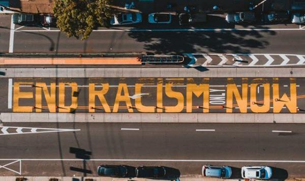 Racial injustice message painted on the street